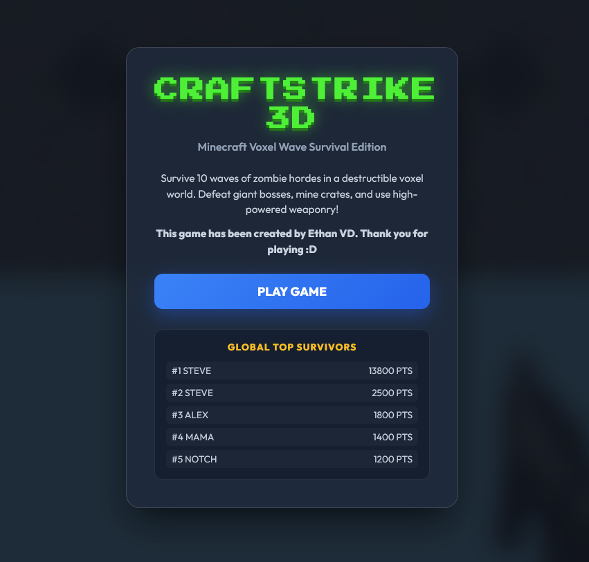 Craft Strike 3D Game Screenshot